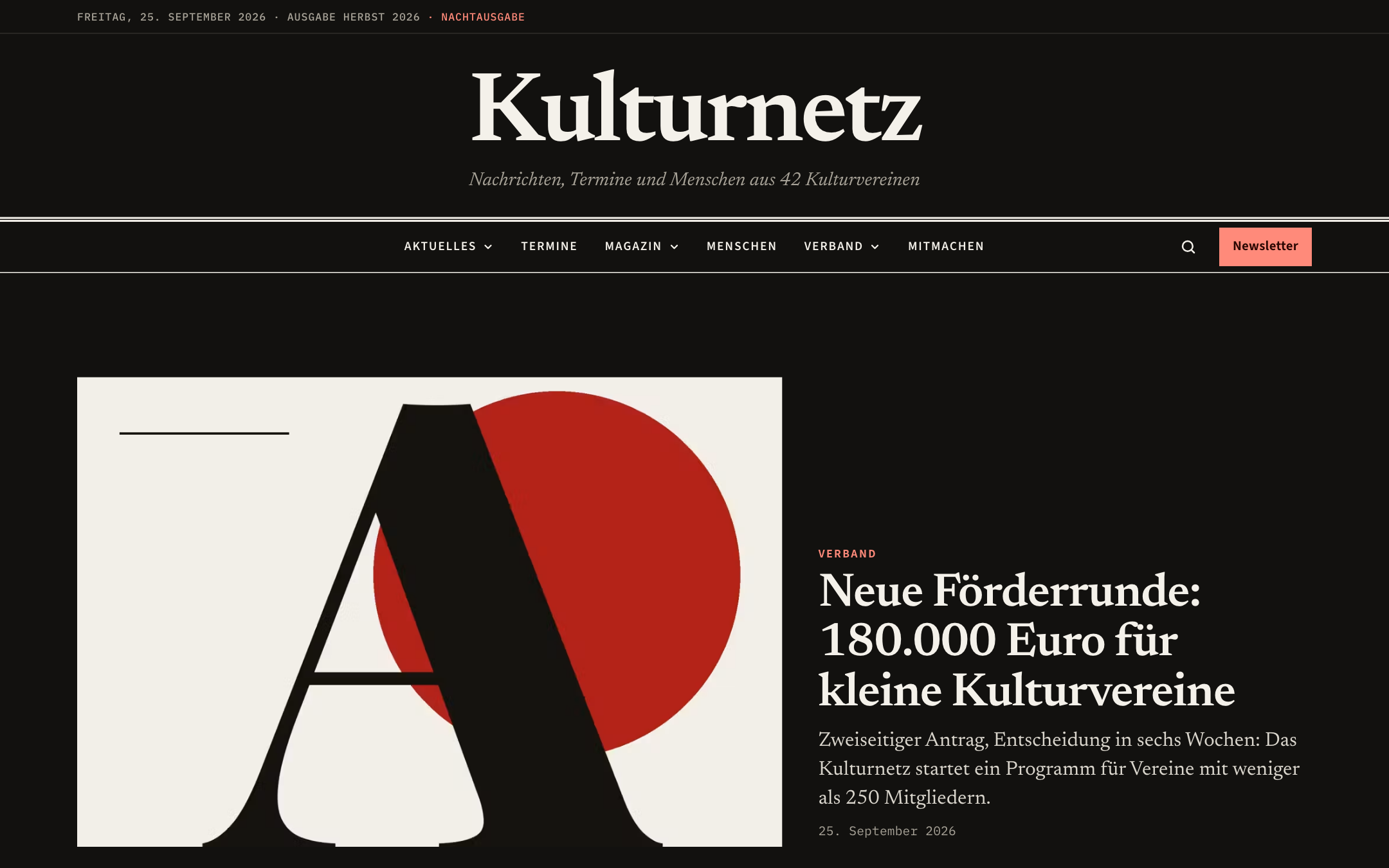 Das Kit „Editorial“ im dunklen Farbschema mit hellem Zeitungskopf auf Schwarz
